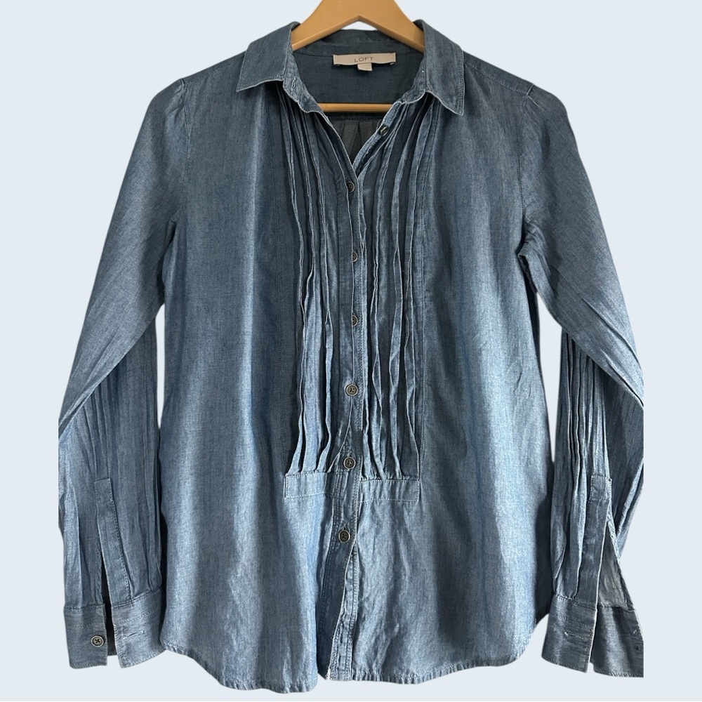 LOFT Denim Blue Blouse